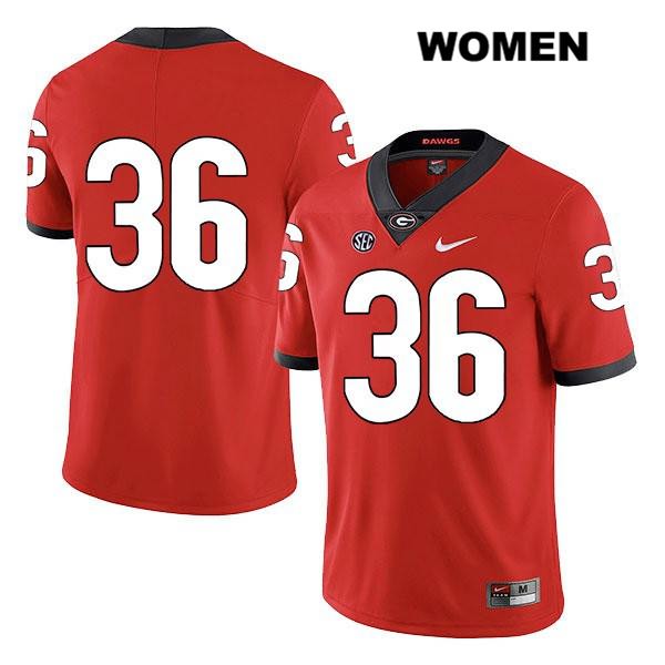 Georgia Bulldogs Women's Latavious Brini #36 NCAA No Name Legend Authentic Red Nike Stitched College Football Jersey DYG0656BN